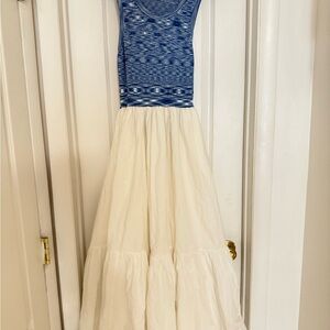 Blue and White Sleeveless Kids Dress